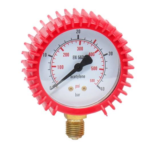 Manometr wysokiego ciśnienia ACETYLEN 0-40 bar fi 62 mm -zdjęcie numer 1