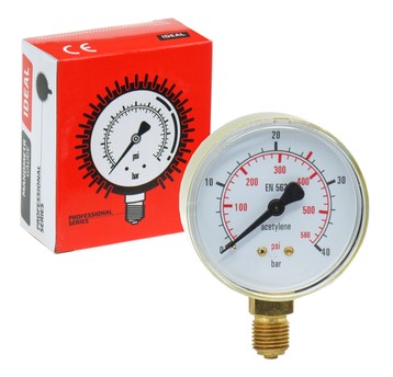 Manometr wysokiego ciśnienia ACETYLEN 0-40 bar fi 62 mm
